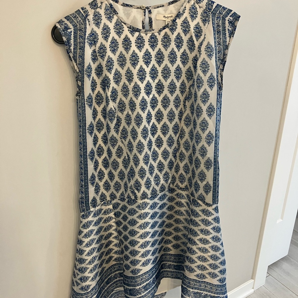 Madewell Blue and White Patterned Dress - size xxs